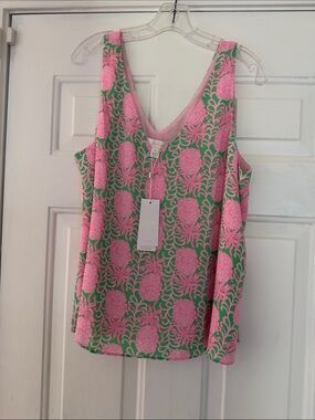 Lilly Pulitzer Pink & Green Pineapple V-Neck Camisole